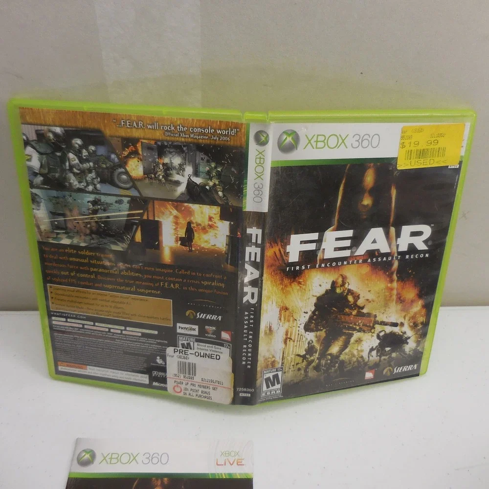 FEAR First Encounter Assault Recon Xbox 360 CIB Horror FPS Sierra Vivendi Games